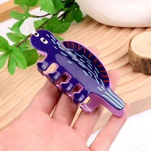 Pince à Cheveux Dinosaure Dessin Animé Créative en Acrylique Violette Motif Animal Accessoires de Coiffure Femme