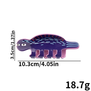 Pince à cheveux dinosaure violette en acrylique pour femme, taille 10,3cm x 3,5cm, 18,7g
