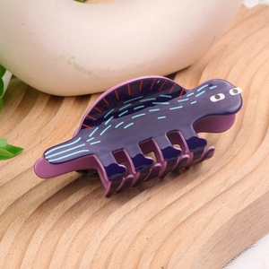Pince à cheveux créative en forme de dinosaure violet pour femme en résine acrylique