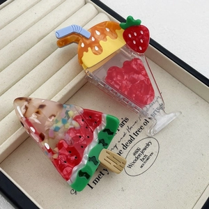 Ice cream and watermelon shaped acetate hair claws for girls with a creative design