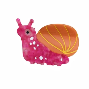 Cute snail-shaped hair claw made of premium acetate with pink and orange patterns