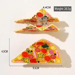 Funny 3D realistic pizza hair claw clip for women, yellow food-shaped shark clip, 9.5cm