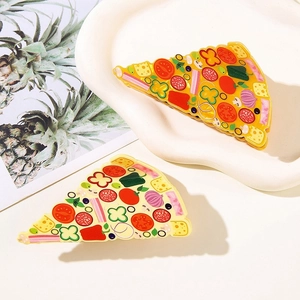 Simulation Pizza Food Shape Hair Claw Clip Funny Acrylic Resin Shark Clip Novelty Hair Accessories For Women Hair Styling