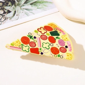 Funny realistic pizza-shaped hair claw clip for women made of smooth acrylic material