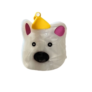 Cute acetate bear hair claw clip with a yellow pointy hat for women's hairstyling