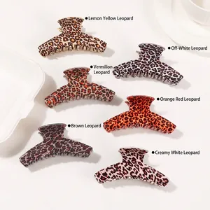 Lot de grandes pinces à cheveux à motif léopard en acétate avec ressort métallique solide