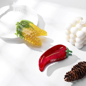 Creative Vegetable Shape Acetate Hair Claw Clip Fun Corn Chili Shark Clip For Women Fashion Hair Accessories Gift