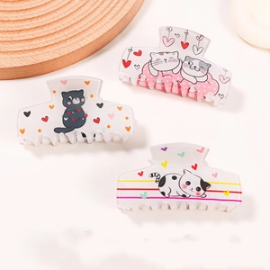 Simpatica Molletta per Capelli in Acrilico con Gatto Cartone Animato Cuore Grande Clip Squalo per Donna Ragazza Accessori per Capelli