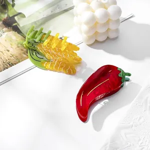 Creative corn and chili pepper vegetable claw clips made of premium acetate fiber resin