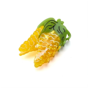 Creative corn-shaped hair claw clip made of polished acetate in yellow and green