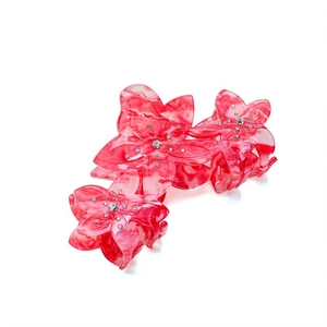 Pince à cheveux florale en acétate rose marbré avec strass élégants pour coiffure femme
