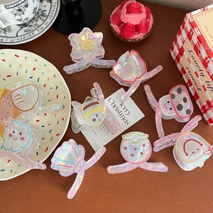 Pinces à cheveux mignonnes motifs fleurs et fruits au fini nacré pour femmes et filles