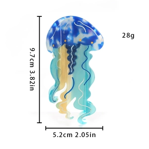 Pinza per capelli a forma di medusa in acetato con sfumatura blu e gialla marmorizzata