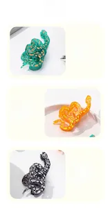 Détails des pinces à cheveux en acétate en forme de serpent vert orange et marbre noir