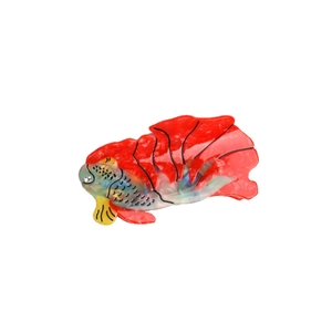 Clownfish acetate hair claw clip with vibrant red fins and blue marble texture