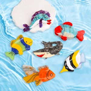 Ocean Series Acetate Fish Shape Hair Claw Clip Creative Tropical Fish Shark Goldfish Hair Clips For Women Hair Styling