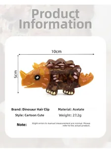 Détails de taille de la pince à cheveux dinosaure de 10 cm avec motif tortue en acétate