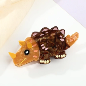 Pince à cheveux dinosaure triceratops en acétate écaille de tortue pour coiffure chic
