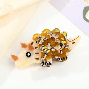 Pince à cheveux mignonne dinosaure en acétate marbré écaille de tortue pour femmes