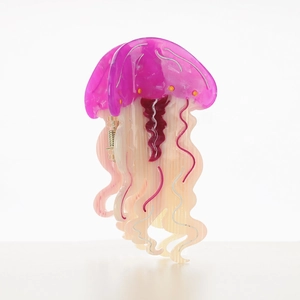 Elegante pinza per capelli a forma di medusa in acetato con motivo oceano viola