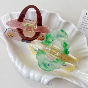 Pinces à cheveux mignonnes en forme de sac à main rose et motif marbre vert chic