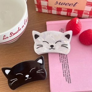 Pinces à cheveux chat mignonnes en acrylique avec texture nacrée et motifs chaton