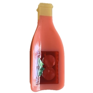 Creative soda bottle hair claw clip with pink translucent finish and cherry pattern