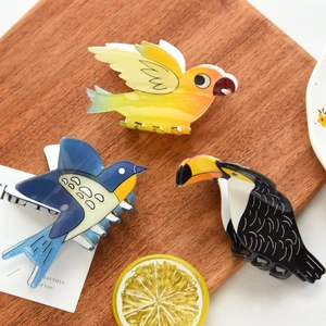 Creative Bird Shaped Acetate Hair Claw Clips Animal Design Parrot Swallow Toucan Hair Clamps For Women Daily Styling Decoration