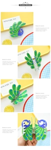 Detailed views of a peacock hair claw clip with colorful rhinestones and gold spring