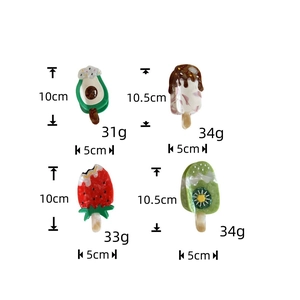Detailed size and weight specs for ice cream and fruit shaped acetate hair clips