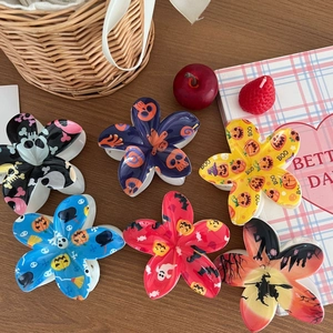 Lot de 6 pinces à cheveux fleurs Halloween avec motifs crâne, citrouille et fantôme