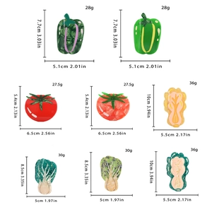 Detailed size specifications for vegetable acetate hair claws showing dimensions in cm