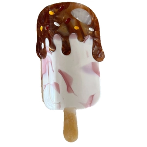 Cute acetate ice cream hair claw clip with chocolate brown and pink strawberry colors
