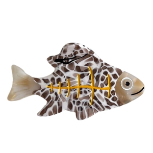 Creative ocean-themed blue whale and dolphin acetate shark hair clip with fish bone design