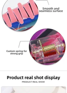 Detail of colorful resin hair claw clip showing smooth teeth and strong metal spring