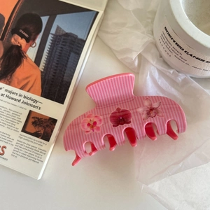 Pinza per capelli a righe rosa con motivi a orchidea per acconciature eleganti
