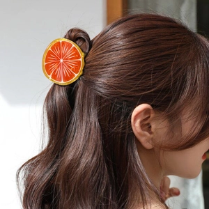 Pince à cheveux tranche d'orange en résine acrylique pour coiffures de style fruit