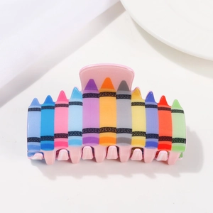 Creative cartoon crayon hair claw clip in colorful acrylic for high ponytail styling