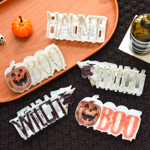 Halloween Acetate Hair Claw Clips Ghost Pumpkin Witch Pattern Rhinestone Boo Haunt Letter Hair Clips For Women Party