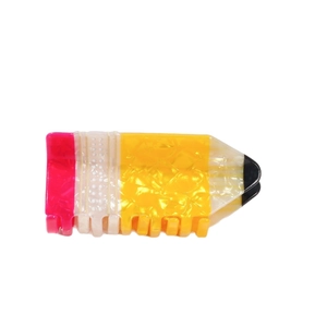Creative pencil-shaped hair claw clip made of acetate with a marble texture finish