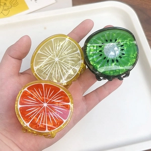 Lot de trois pinces à cheveux créatives en forme de tranches de citron orange et kiwi