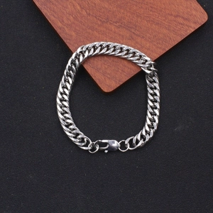 Bracelet Minimaliste en Acier Titane Maille Gourmette pour Homme Argent Chaîne Torsadée Vénitienne Punk Hip Hop Bijoux