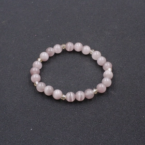 Handmade Pink Cat's Eye Stone Beaded Bracelet For Women Elegant Elastic Crystal Beads Natural Stone Charm Bracelet Jewelry Gift