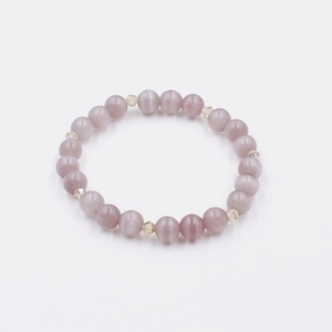 Elegant purple cat's eye stone beaded bracelet with champagne crystal spacer beads