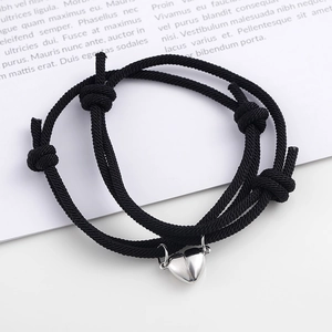 Magnetic Heart Couple Bracelets Alloy Braided Rope Milan Cord Adjustable Matching Charm Bracelet Lovers Valentine Jewelry