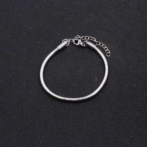 Bracciale a catena serpente in acciaio inossidabile lucido con chiusura a moschettone su nero