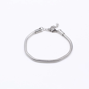 Bracciale a catena serpente in acciaio inossidabile argento con chiusura a moschettone