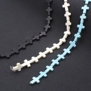 Synthetic Turquoise Cross Shape Loose Beads Vintage Retro Religious Style Beads For Jewelry Making DIY Accessory Supplies