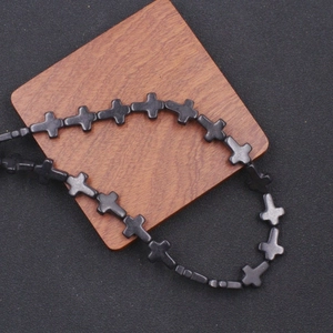 Matte black cross beads bracelet made of synthetic turquoise stone for DIY jewelry making