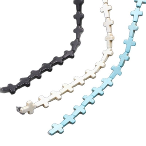 DIY cross beads in black, beige, and blue synthetic turquoise for jewelry making